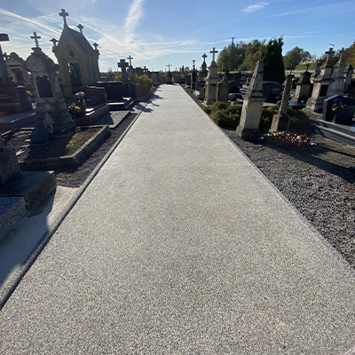 allée piétonne rénovation cimetière revêtement drainant